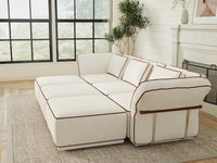 Deluxe Cloud 3-Seater Beige Large Space U-Shaped Sectional | 6-Piece (Includes 3 Ottomans), Bouclé Sherpa-Like Fabric, Easy To Clean