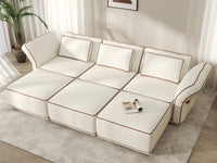 Deluxe Cloud 3-Seater Beige Large Space U-Shaped Sectional | 6-Piece (Includes 3 Ottomans), Bouclé Sherpa-Like Fabric, Easy To Clean