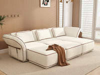 Deluxe Cloud 3-Seater Beige Large Space U-Shaped Sectional | 6-Piece (Includes 3 Ottomans), Bouclé Sherpa-Like Fabric, Easy To Clean