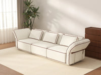 Deluxe Cloud 3-Seater Beige Small Space Couch Sectional | 3-Piece, Bouclé Sherpa-Like Fabric, Easy To Clean