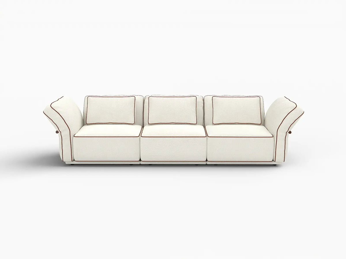Deluxe Cloud 3-Seater Beige Small Space Couch Sectional | 3-Piece, Bouclé Sherpa-Like Fabric, Easy To Clean