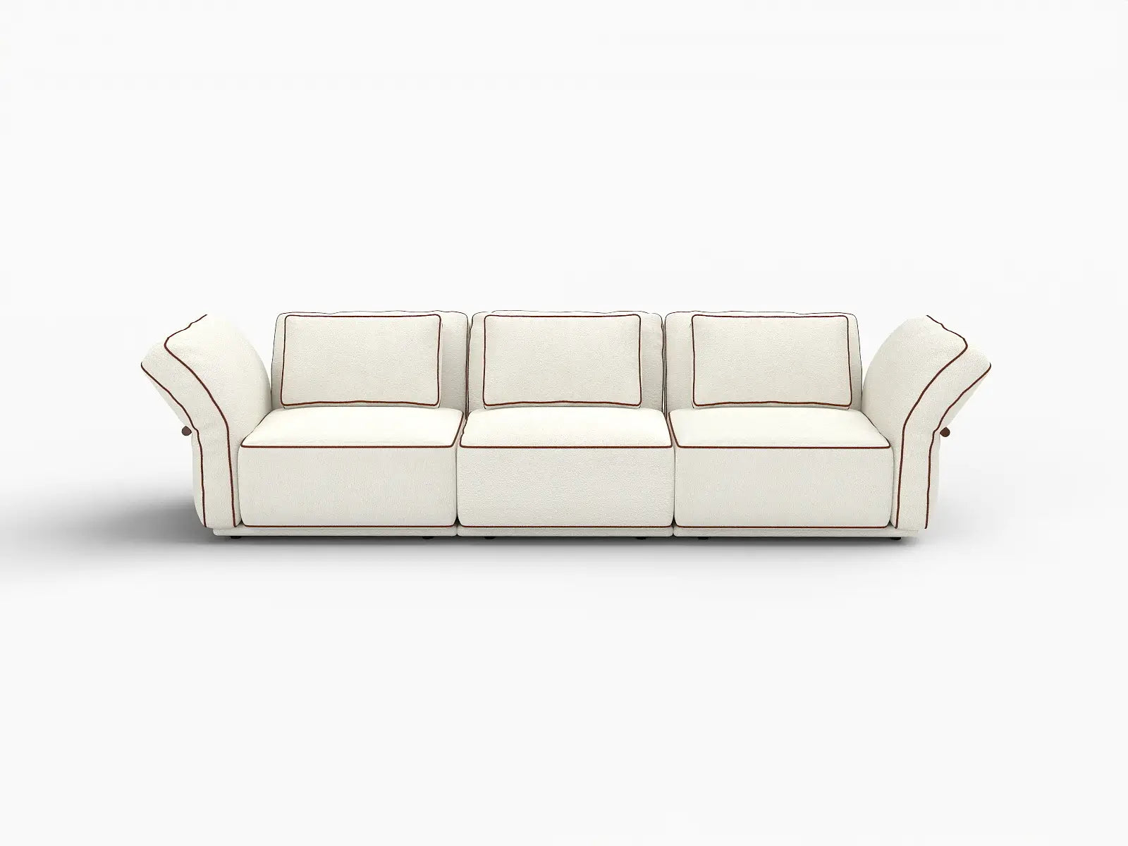 Deluxe Cloud 3-Seater Beige Small Space Couch Sectional | 3-Piece, Bouclé Sherpa-Like Fabric, Easy To Clean