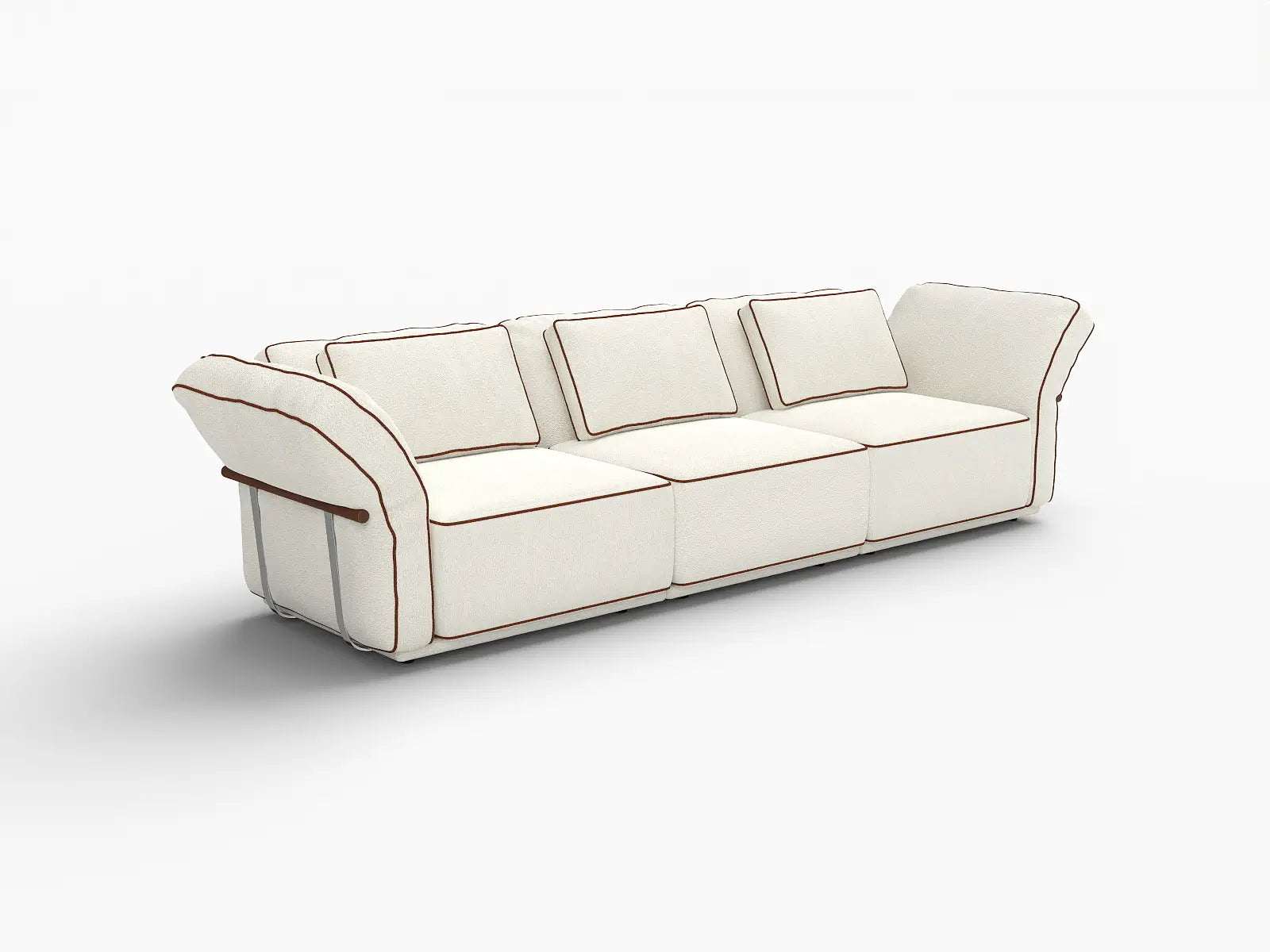 Deluxe Cloud 3-Seater Beige Small Space Couch Sectional | 3-Piece, Bouclé Sherpa-Like Fabric, Easy To Clean