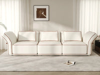 Deluxe Cloud 3-Seater Beige Small Space Couch Sectional | 3-Piece, Bouclé Sherpa-Like Fabric, Easy To Clean