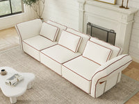 Deluxe Cloud 3-Seater Beige Small Space Couch Sectional | 3-Piece, Bouclé Sherpa-Like Fabric, Easy To Clean