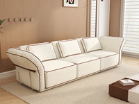 Deluxe Cloud 3-Seater Beige Small Space Couch Sectional | 3-Piece, Bouclé Sherpa-Like Fabric, Easy To Clean