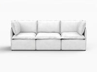 Deluxe Cloud 3-Seater Beige Small Space Couch Sectional | 3-Piece, Linen Look Poly Fabric, Easy To Clean