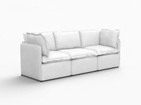 Deluxe Cloud 3-Seater Beige Small Space Couch Sectional | 3-Piece, Linen Look Poly Fabric, Easy To Clean