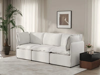 Deluxe Cloud 3-Seater Beige Small Space Couch Sectional | 3-Piece, Linen Look Poly Fabric, Easy To Clean