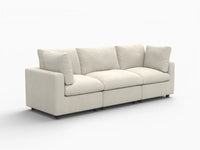Sofá seccional de 3 plazas Deluxe Cloud beige para espacios pequeños | 3 piezas, tela de chenilla mezcla de lino, fácil de limpiar