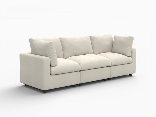 Fundas para sofás seccionales Lounge Cloud | Funda de sofá de chenilla de lino mixto beige para 3 plazas
