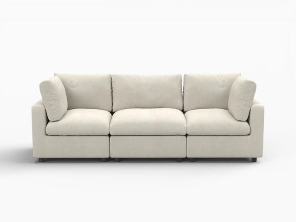 Fundas para sofás seccionales Lounge Cloud | Funda de sofá de chenilla de lino mixto beige para 3 plazas