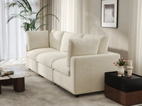 Sofá seccional de 3 plazas Deluxe Cloud beige para espacios pequeños | 3 piezas, tela de chenilla mezcla de lino, fácil de limpiar