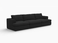 Deluxe Cloud 3-Seater Black Couch Sectional | 3-Piece, Bouclé Sherpa-Like Fabric, Washable Cushion Covers