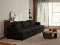Deluxe Cloud 3-Seater Black Couch Sectional | 3-Piece, Bouclé Sherpa-Like Fabric, Washable Cushion Covers
