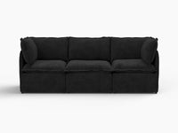 Deluxe Cloud 3-Seater Black Couch Sectional | 3-Piece, Linen Look Poly Fabric, Washable Cushion Covers