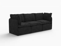 Deluxe Cloud 3-Seater Black Couch Sectional | 3-Piece, Linen Look Poly Fabric, Washable Cushion Covers