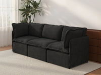 Deluxe Cloud 3-Seater Black Couch Sectional | 3-Piece, Linen Look Poly Fabric, Washable Cushion Covers
