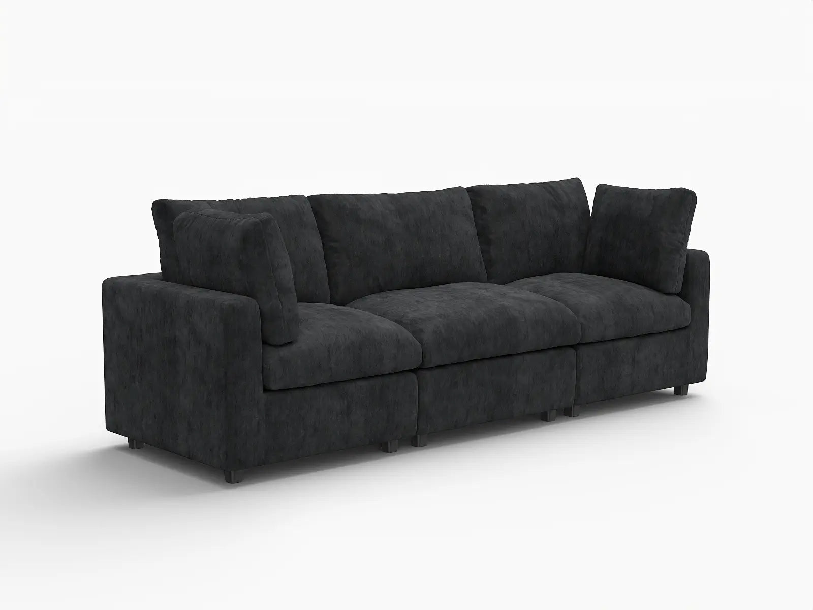 Fundas de sofá seccional Lounge Cloud | Funda de sofá de chenilla de lino negro para 3 plazas