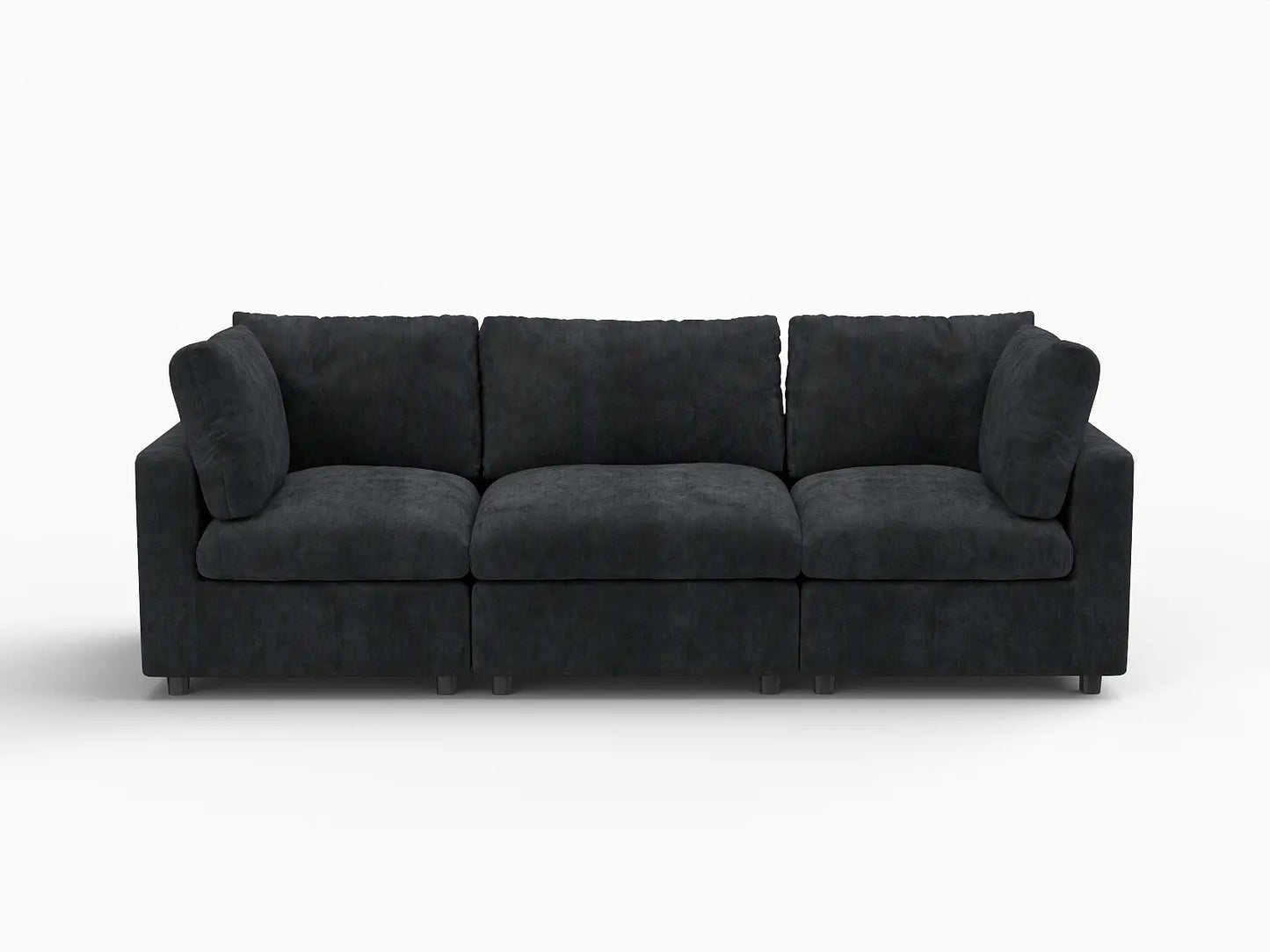 Fundas de sofá seccional Lounge Cloud | Funda de sofá de chenilla de lino negro para 3 plazas