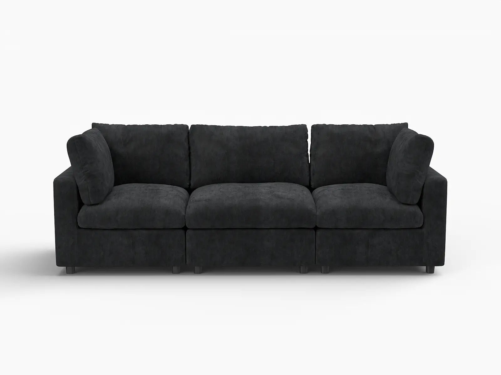 Fundas de sofá seccional Lounge Cloud | Funda de sofá de chenilla de lino negro para 3 plazas