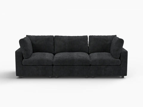 Lounge Cloud Sectional Sofa Covers | Black Linen-Blend Chenille Sofa Cover for 3-Seater