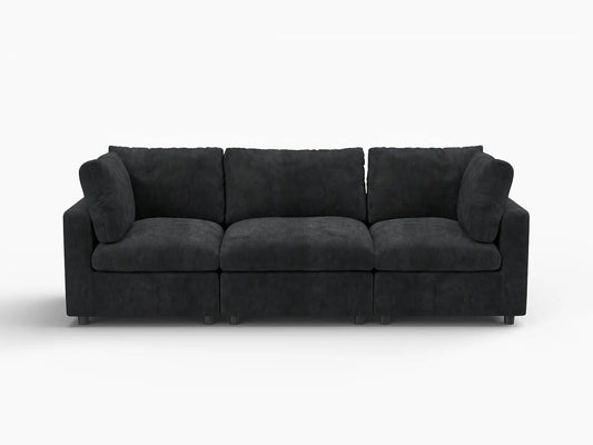Fundas de sofá seccional Lounge Cloud | Funda de sofá de chenilla de lino negro para 3 plazas