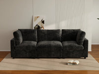 Fundas de sofá seccional Lounge Cloud | Funda de sofá de chenilla de lino negro para 3 plazas