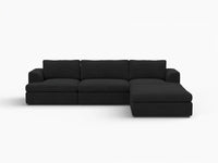 Deluxe Cloud 3-Seater Black L-Shaped Sectional | 4-Piece (Includes 1 Ottoman), Bouclé Sherpa-Like Fabric, Washable Cushion Covers