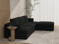 Deluxe Cloud 3-Seater Black L-Shaped Sectional | 4-Piece (Includes 1 Ottoman), Bouclé Sherpa-Like Fabric, Washable Cushion Covers