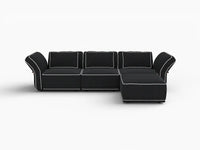 Deluxe Cloud 3-Seater Black Large Space L-Shaped Sectional | 4-Piece (Includes 1 Ottoman), Bouclé Sherpa-Like Fabric, Easy To Clean