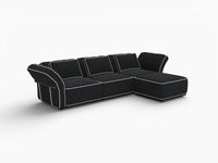 Deluxe Cloud 3-Seater Black Large Space L-Shaped Sectional | 4-Piece (Includes 1 Ottoman), Bouclé Sherpa-Like Fabric, Easy To Clean