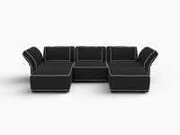 Deluxe Cloud 3-Seater Black Large Space U-Shaped Sectional | 5-Piece (Includes 2 Ottomans), Bouclé Sherpa-Like Fabric, Easy To Clean