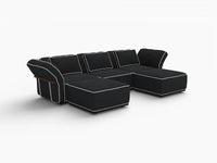 Deluxe Cloud 3-Seater Black Large Space U-Shaped Sectional | 5-Piece (Includes 2 Ottomans), Bouclé Sherpa-Like Fabric, Easy To Clean