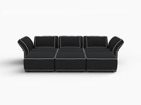 Deluxe Cloud 3-Seater Black Large Space U-Shaped Sectional | 6-Piece (Includes 3 Ottomans), Bouclé Sherpa-Like Fabric, Easy To Clean