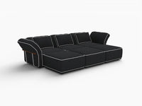 Deluxe Cloud 3-Seater Black Large Space U-Shaped Sectional | 6-Piece (Includes 3 Ottomans), Bouclé Sherpa-Like Fabric, Easy To Clean