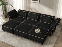 Deluxe Cloud 3-Seater Black Large Space U-Shaped Sectional | 6-Piece (Includes 3 Ottomans), Bouclé Sherpa-Like Fabric, Easy To Clean