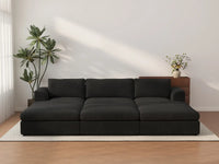 Deluxe Cloud 3-Seater Black Pit Sectional | 6-Piece (Includes 3 Ottomans), Bouclé Sherpa-Like Fabric, Washable Cushion Covers