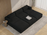 Deluxe Cloud 3-Seater Black Pit Sectional | 6-Piece (Includes 3 Ottomans), Bouclé Sherpa-Like Fabric, Washable Cushion Covers