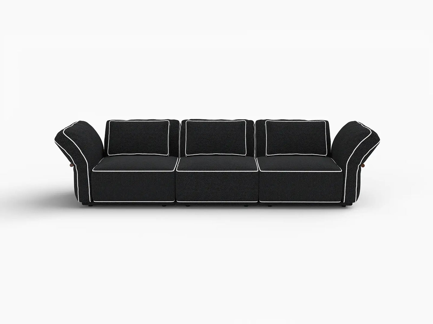 Deluxe Cloud 3-Seater Black Small Space Couch Sectional | 3-Piece, Bouclé Sherpa-Like Fabric, Easy To Clean