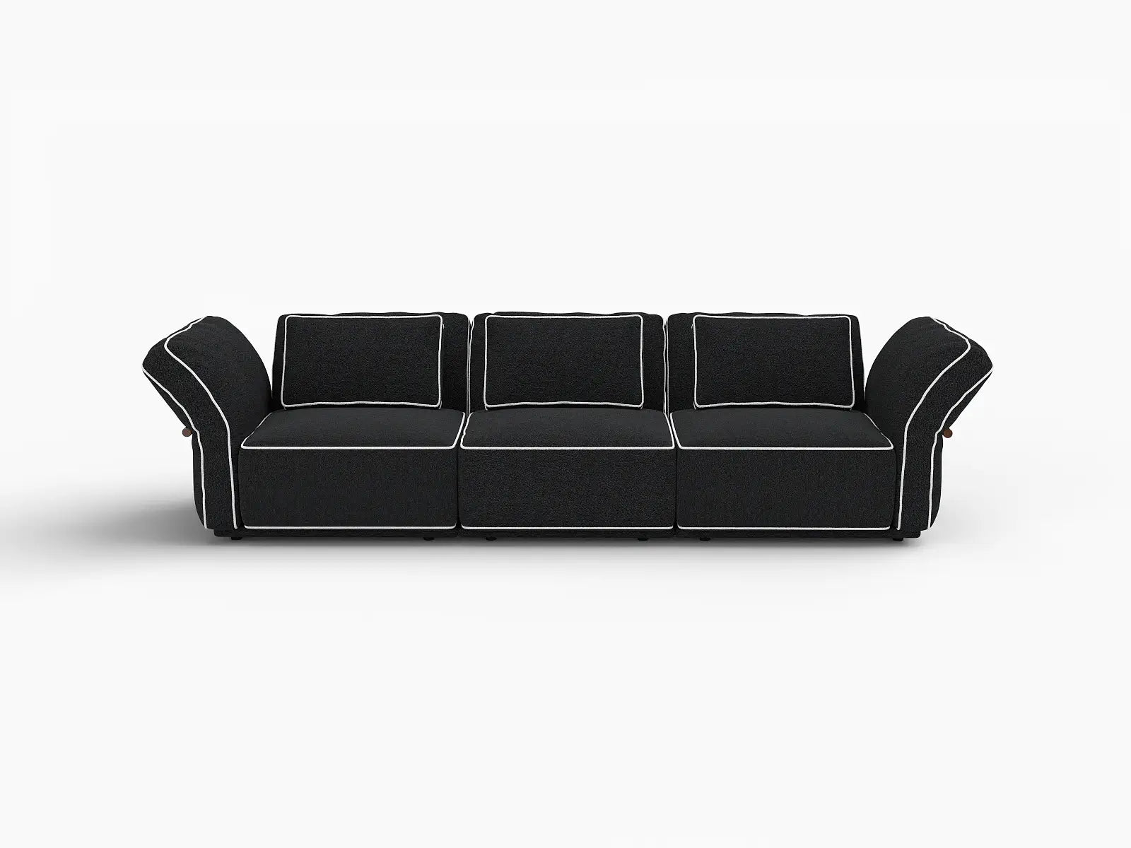 Deluxe Cloud 3-Seater Black Small Space Couch Sectional | 3-Piece, Bouclé Sherpa-Like Fabric, Easy To Clean