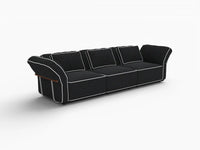 Deluxe Cloud 3-Seater Black Small Space Couch Sectional | 3-Piece, Bouclé Sherpa-Like Fabric, Easy To Clean