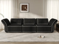 Deluxe Cloud 3-Seater Black Small Space Couch Sectional | 3-Piece, Bouclé Sherpa-Like Fabric, Easy To Clean