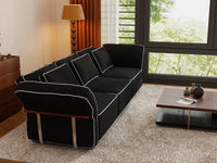 Deluxe Cloud 3-Seater Black Small Space Couch Sectional | 3-Piece, Bouclé Sherpa-Like Fabric, Easy To Clean