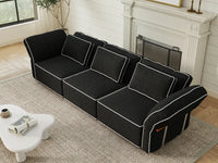 Deluxe Cloud 3-Seater Black Small Space Couch Sectional | 3-Piece, Bouclé Sherpa-Like Fabric, Easy To Clean
