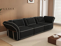 Deluxe Cloud 3-Seater Black Small Space Couch Sectional | 3-Piece, Bouclé Sherpa-Like Fabric, Easy To Clean