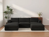 Deluxe Cloud 3-Seater Black U-Shaped Sectional | 5-Piece (Includes 2 Ottomans), Bouclé Sherpa-Like Fabric, Washable Cushion Covers
