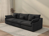 Sofá seccional Deluxe Cloud de 3 plazas, color negro, lavable | 3 piezas, tela de chenilla y lino, diseño modular