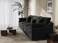Sofá seccional Deluxe Cloud de 3 plazas, color negro, lavable | 3 piezas, tela de chenilla y lino, diseño modular