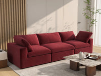 Deluxe Cloud 3-Seater Couch Sectional in Claret Velvet | 3-Piece, Living Room Seating, Easy To Clean, Small Space